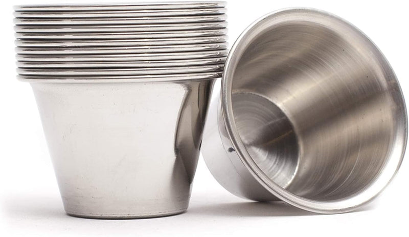 Stainless Steel Ramekin Condiment Cups - 12 Pack 25 oz - Commercial Grade