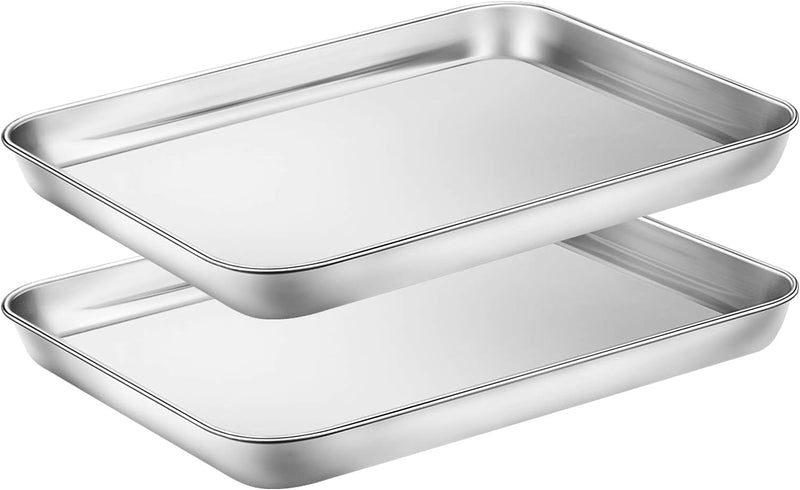 Wildone Baking Sheet Set of 2 - Stainless Steel 16x12x1 inch Non-Toxic Heavy Duty Mirror Finish Rust-Free Easy to Clean