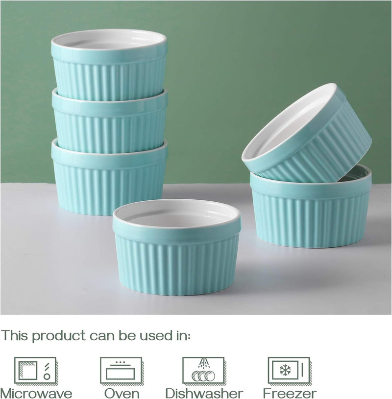 DOWAN Porcelain Ramekin Set - 4oz Baking 6 White