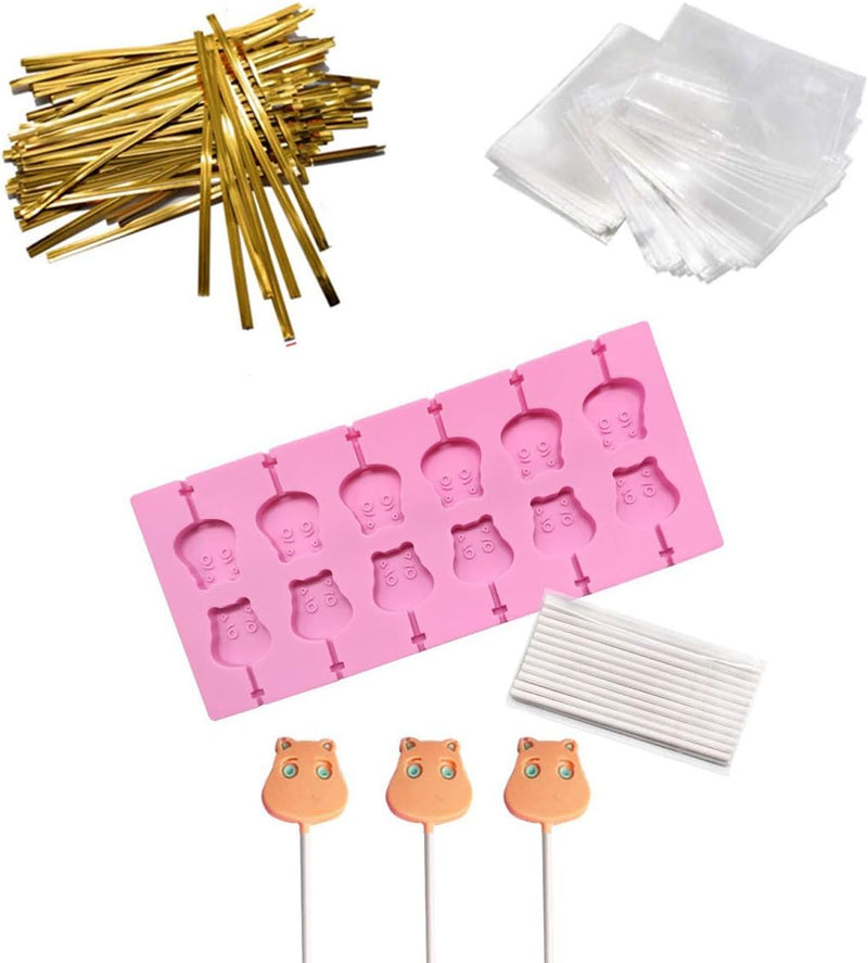 AKINGSHOP Silicone Cake Pop Mold Set with 60Pcs Sticks Bags and Twist Ties - Great for Lollipops Hard Candy Cake Pops and Chocolates