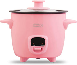 DASH Mini Rice Cooker Steamer - Nonstick Pot Keep Warm  Recipe Guide - Pink