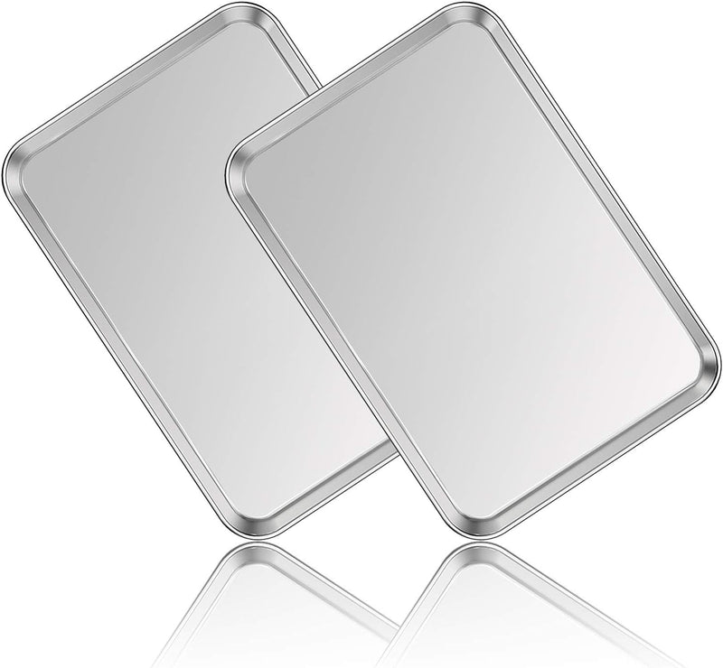 Stainless Steel Baking Sheet Set - 2 Pack Non-Toxic  Heavy Duty Mirror Finish 12x10x1 Dishwasher Safe