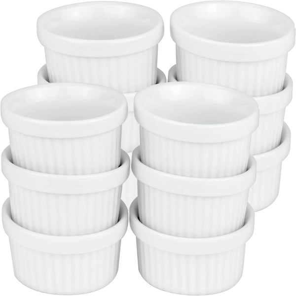 Kchen 1 oz Mini Ramekins - 6 Count Microwave  Oven Safe Porcelain Souffle Dish Dipping Sauce and Dessert Cups