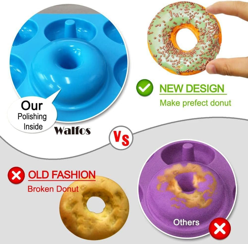 Walfos 4 Inch Silicone Donut Mold - Non-Stick Heat Resistant Set 3PK