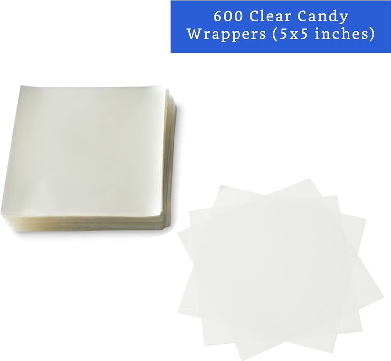 300 Clear Caramel Wrappers - 5x5 Inches