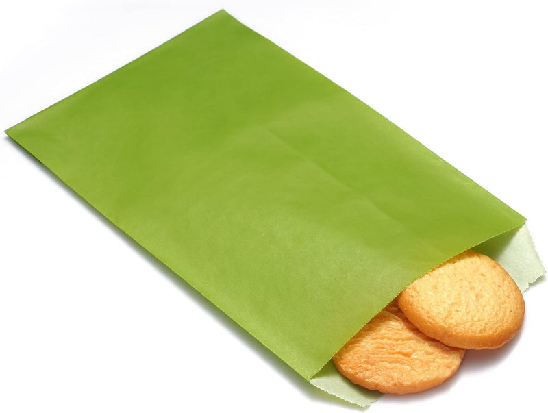 Quotidian Flat Glassine Waxed Paper Treat Bags - 100 Pack 4x6 for Bakery or Party Favors