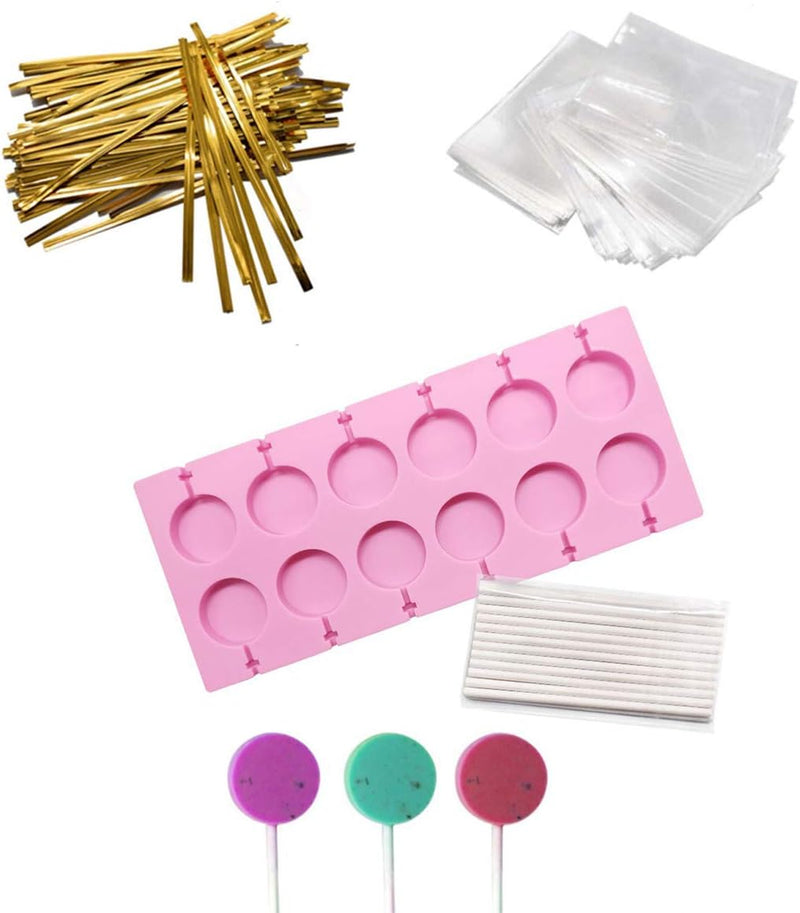 AKINGSHOP Silicone Cake Pop Mold Set with 60Pcs Sticks Bags and Twist Ties - Great for Lollipops Hard Candy Cake Pops and Chocolates