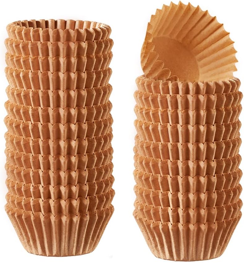 500Pcs Kraft Cupcake Liners - Food Grade  Grease-Proof Baking Cups