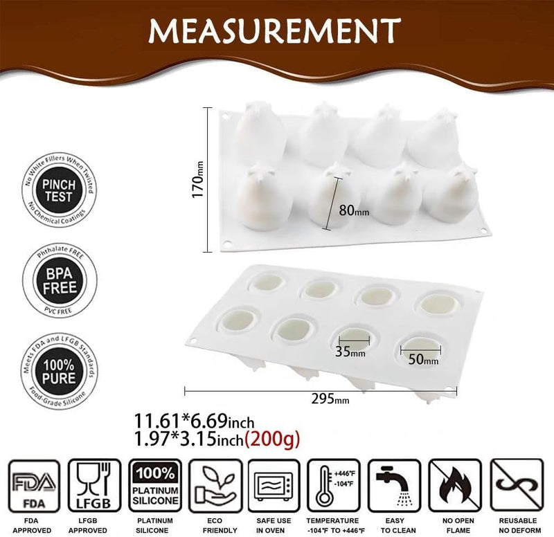 AFINSEA 3D Silicone Baking Molds for Cakes - 8-Cavity