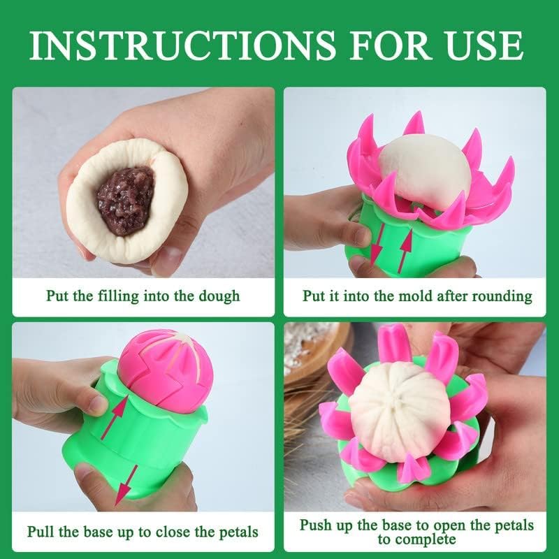 Bun and Dumpling Maker Set with Cooking Tools for Kids - GreenPink