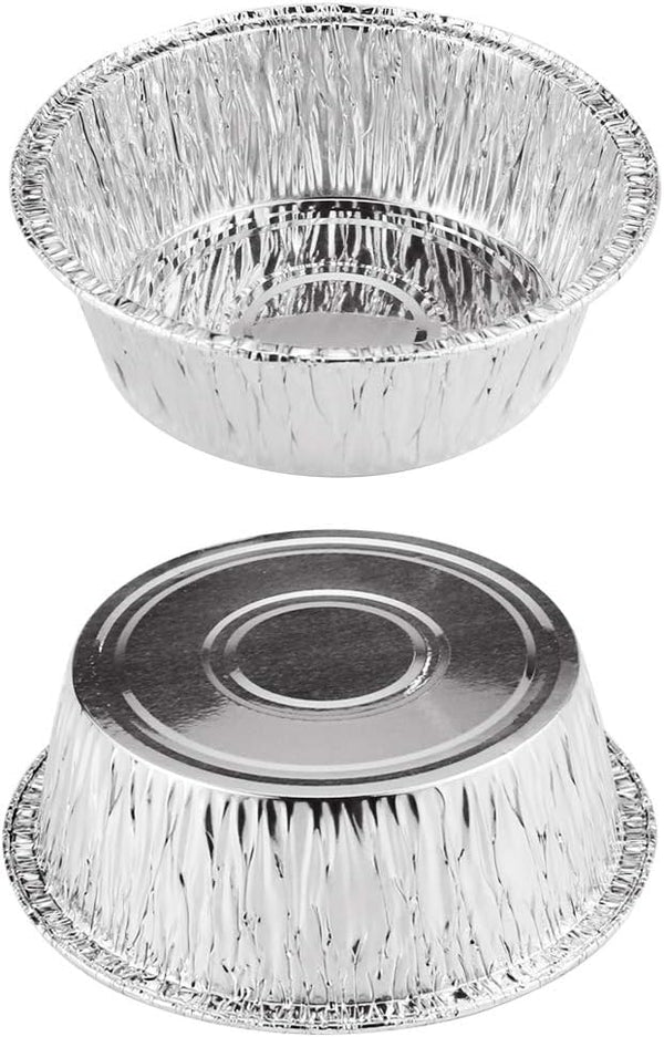 Oopsu 100 Pack 4 Round Tart Pie Foil Pans - Disposable Aluminum Foil Tins for Baking Cooking and Storage