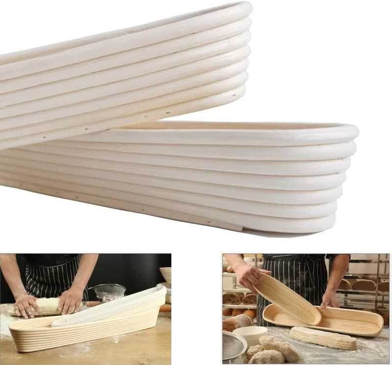 2-Pack Sourdough Banneton Bread Proofing Basket with Removable Liner for Home Baking