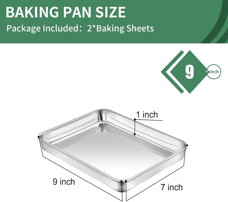 2-Piece Baking Sheet Set - Rectangle 18x13x1 Stainless Steel Non-Toxic  Easy to Clean