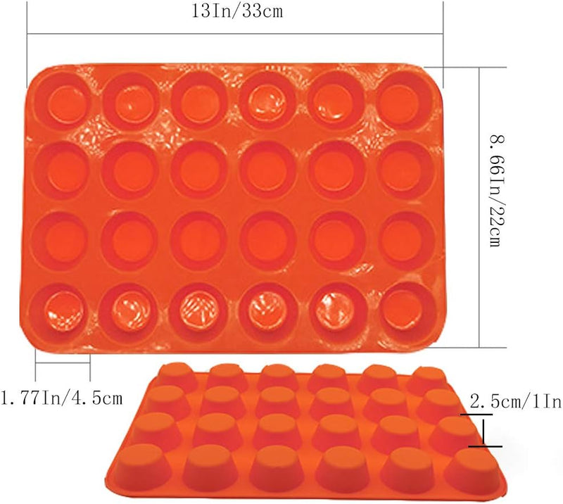 Qtopun 4 Pack Silicone Mini Muffin Pan 24 Cup Baking Mold Multi Color