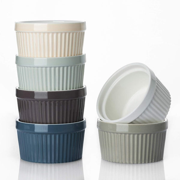 Oven-Safe Porcelain Ramekins - Set of 6