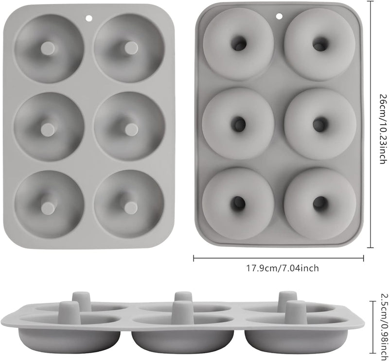 Silicone Donut Mold Set 6 Doughnuts LFGB Food Grade Non-Stick Dishwasher Safe Heat Resistant Microwave Safe Blue