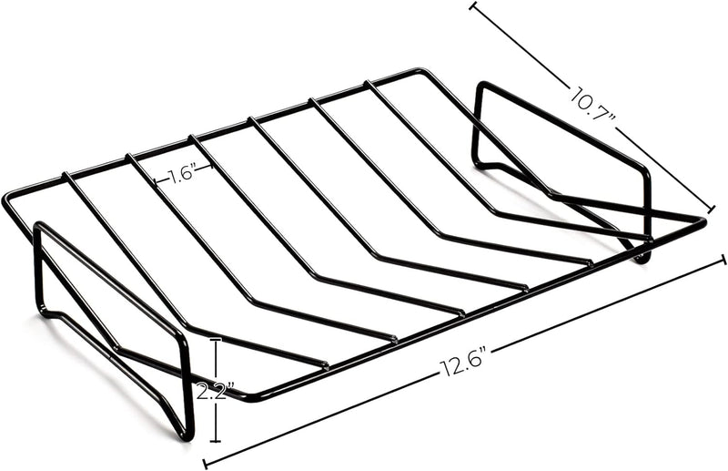 Roasting Rack - V Shape Non-Stick Wire Rack for Cooking Cooling and Grilling in 10x8 Black