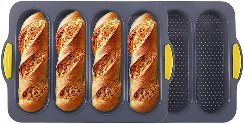 Non-stick Loaf Pan with Buns - Household Silicone Baking Set Black