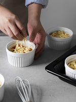DOWAN 4 oz Ramekins for Creme Brulee, Porcelain Ramekins Oven Safe for Baking Souffle, Set of 6, White