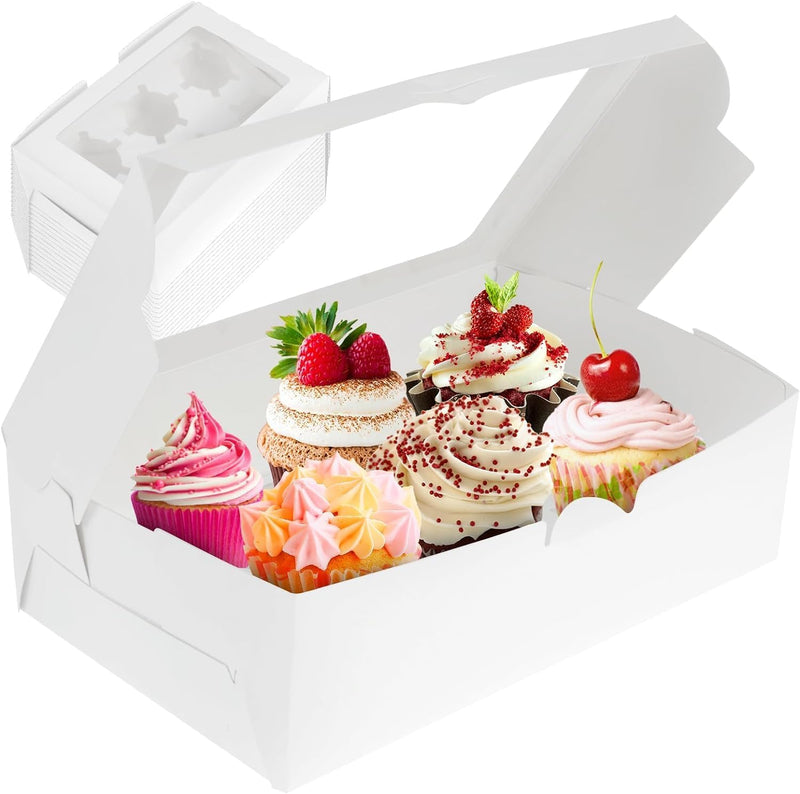 Cupcake Box Set - Hold 12 Standard Cupcakes Food Grade Carrier with Windows