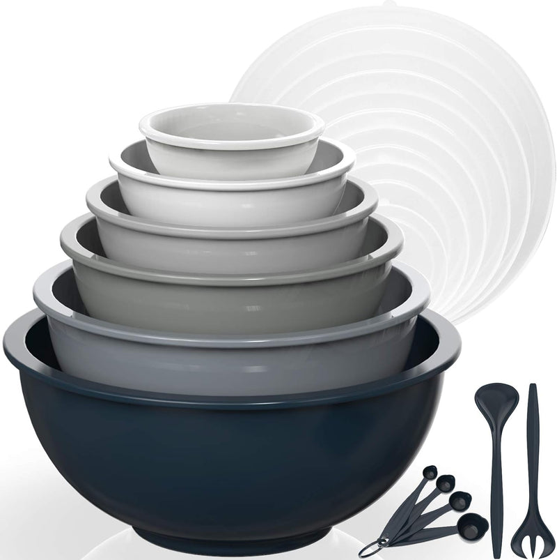 Umite Chef 18-Piece Nesting Mixing Bowl Set with Airtight Lids - Khaki