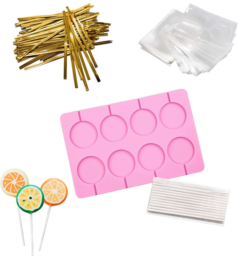 AKINGSHOP Silicone Cake Pop Mold Set with 60Pcs Sticks Bags and Twist Ties - Great for Lollipops Hard Candy Cake Pops and Chocolates