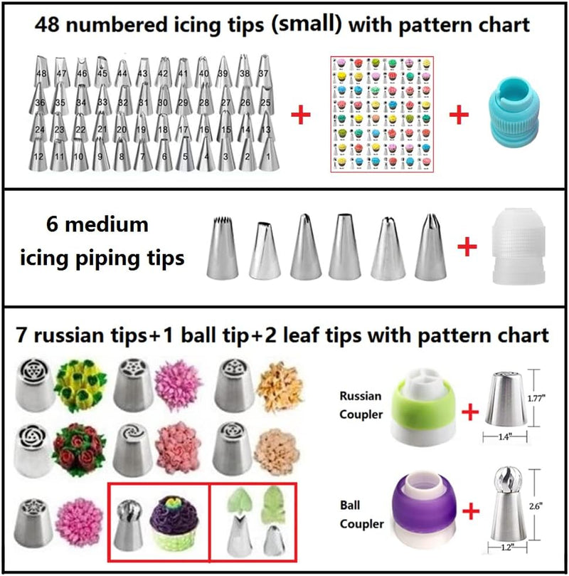 Cake Decorating Kit with 387 Pcs - Piping Bags Tips Spatulas and More