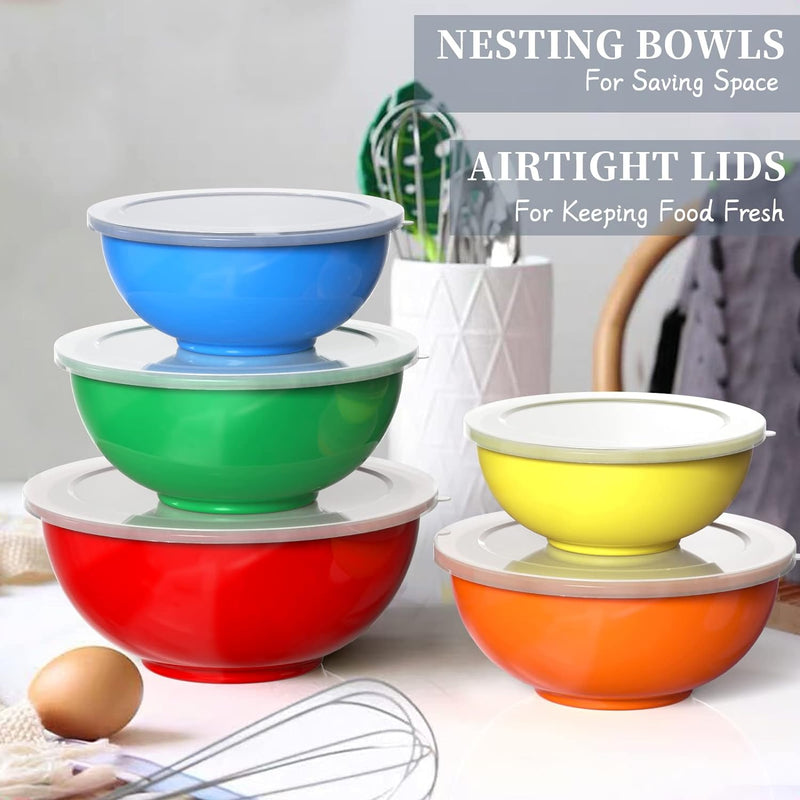 Umite Chef 18-Piece Nesting Mixing Bowl Set with Airtight Lids - Khaki