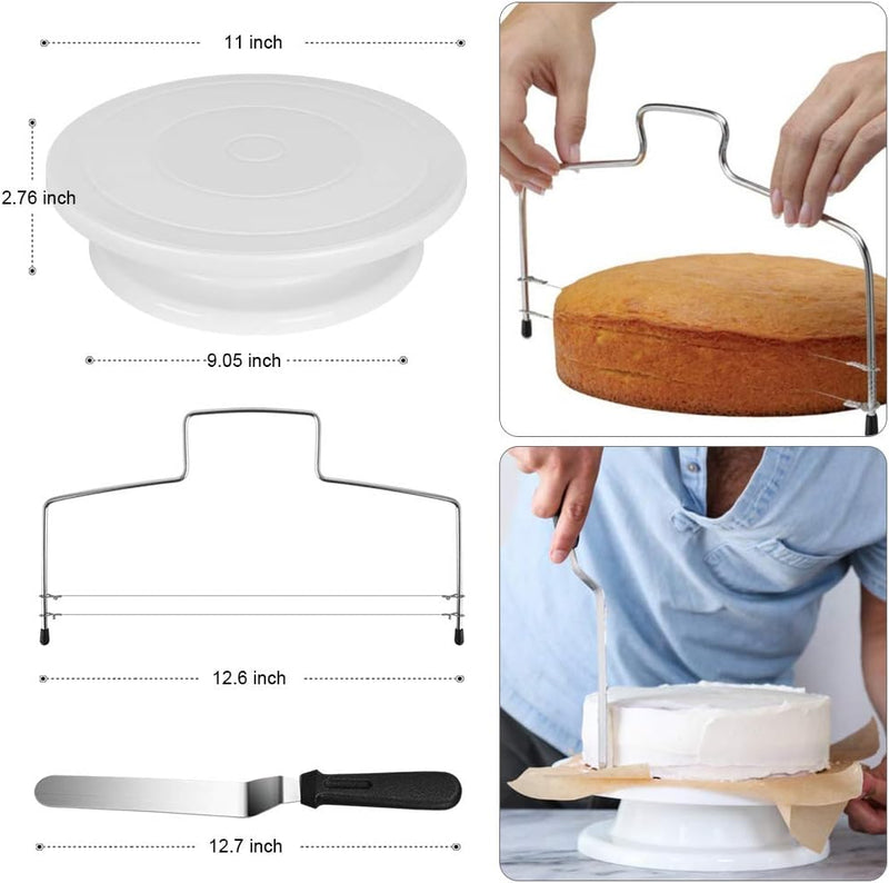 Kootek Cake Decorating Kit with Turntable Tips Spatula Smoother Piping Bag Leveler and Coupler Set