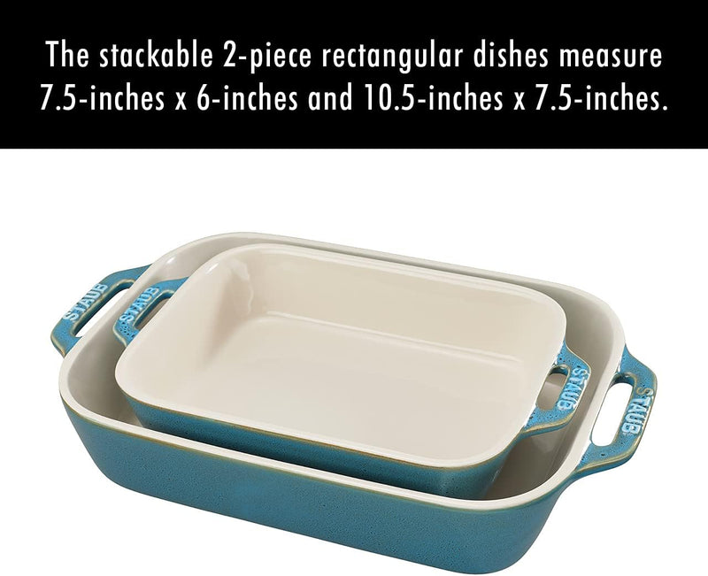 STAUB Rectangular Baking Dish Set 2 pc Rustic Ivory