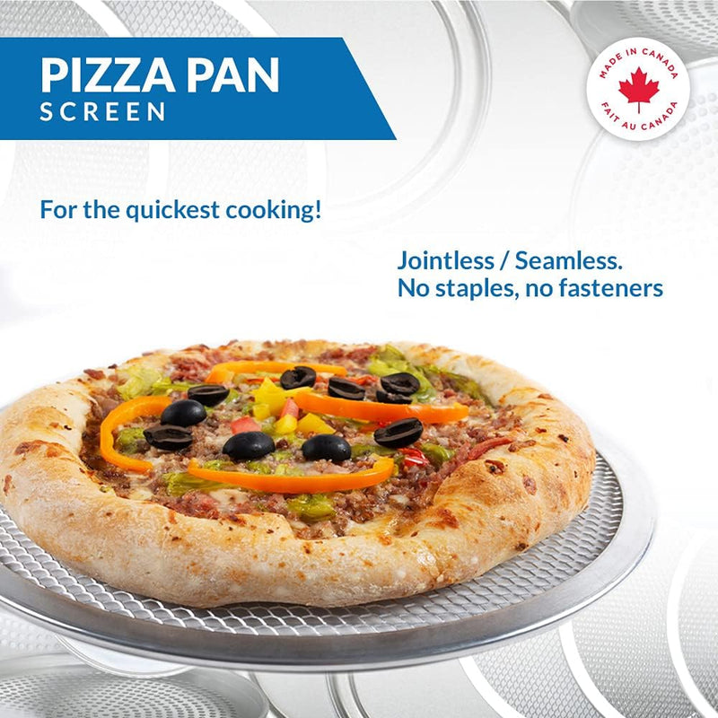 Pizza Screen - 14 Inch 2 Pack Seamless Rim Restaurant-Grade Aluminum Oven-Safe