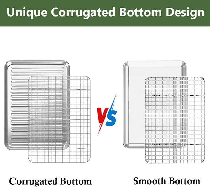 ROTTAY Baking Sheet with Rack Set - Stainless Steel Nonstick Heavy Duty - 16x12x1