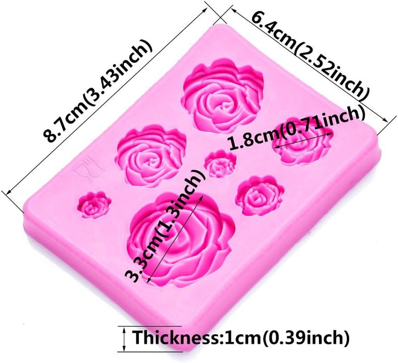 2PCS Rose Flowers Silicone Molds for Cake Decorating and Chocolate Fondant