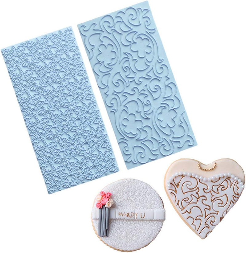 JOERSH 6 Pack Fondant Impression Mat Set - Embossed Wood Texture Designs for Chocolate Cupcake Toppers Wedding Cakes