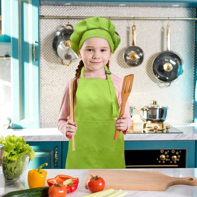 Kids Chef Apron and Hat Set for Cooking Baking and Painting