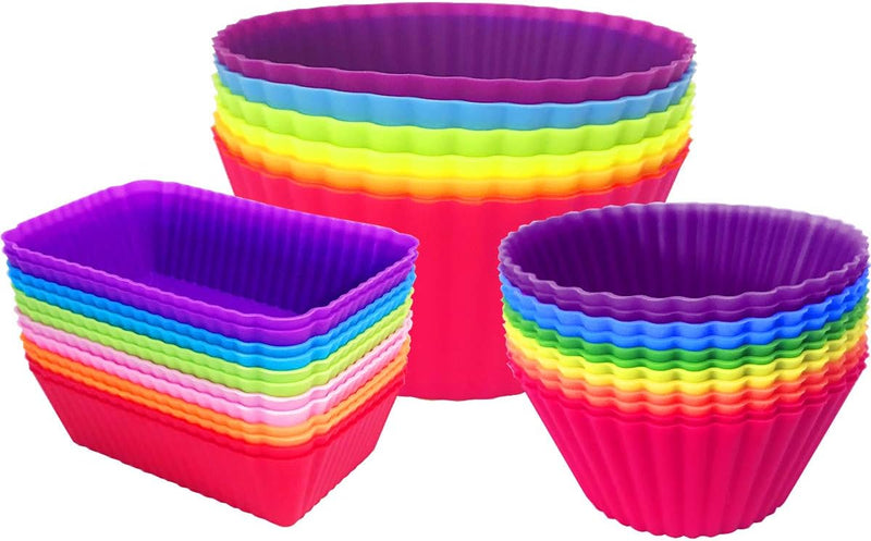 Reusable Silicone Cupcake Liners - 36 Pack Non-Stick Cake Molds for Baking