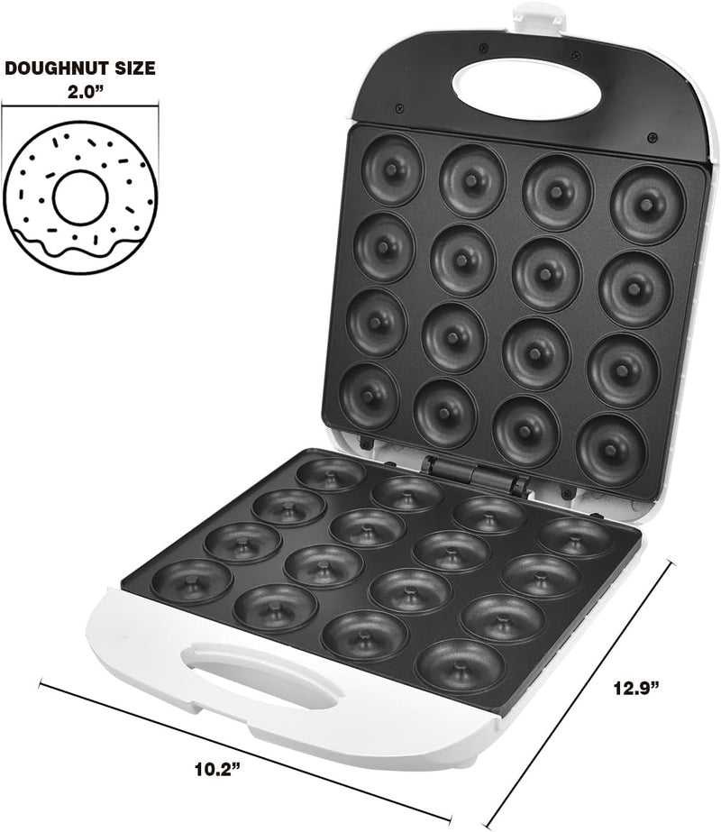 1400W Mini Donut Maker - Non-Stick Electric Doughnut Machine for 16 Mini Donuts Perfect for Breakfast Snacks  Desserts