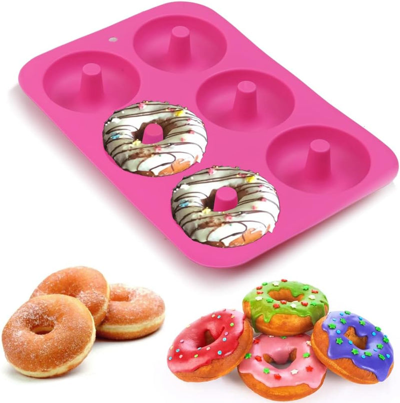 homEdge Silicone Donut Molds - 2-Pack Non-Stick Pans for Baking - GreenPink