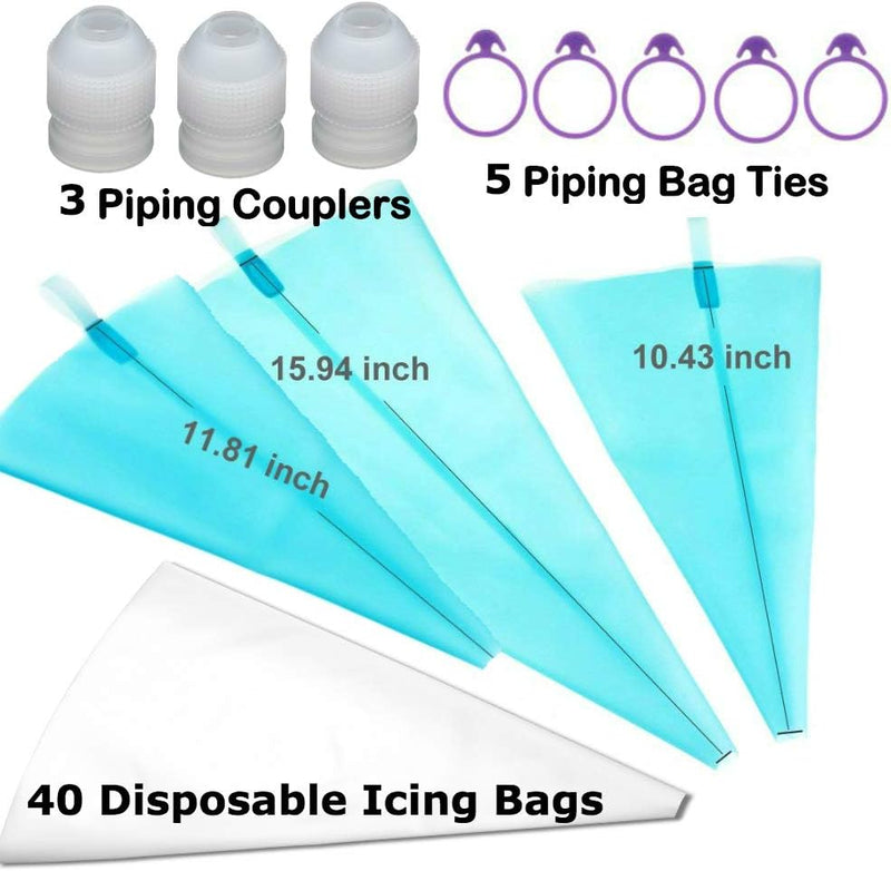 Cake Decorating Supplies - Piping Bags  Tips Set - 100 pcs with Design Chart