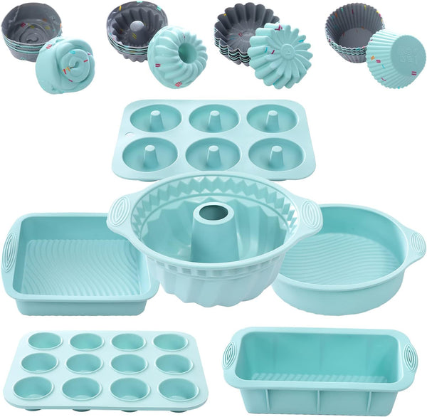 30-Piece Nonstick Silicone Bakeware Set with Pans and Molds