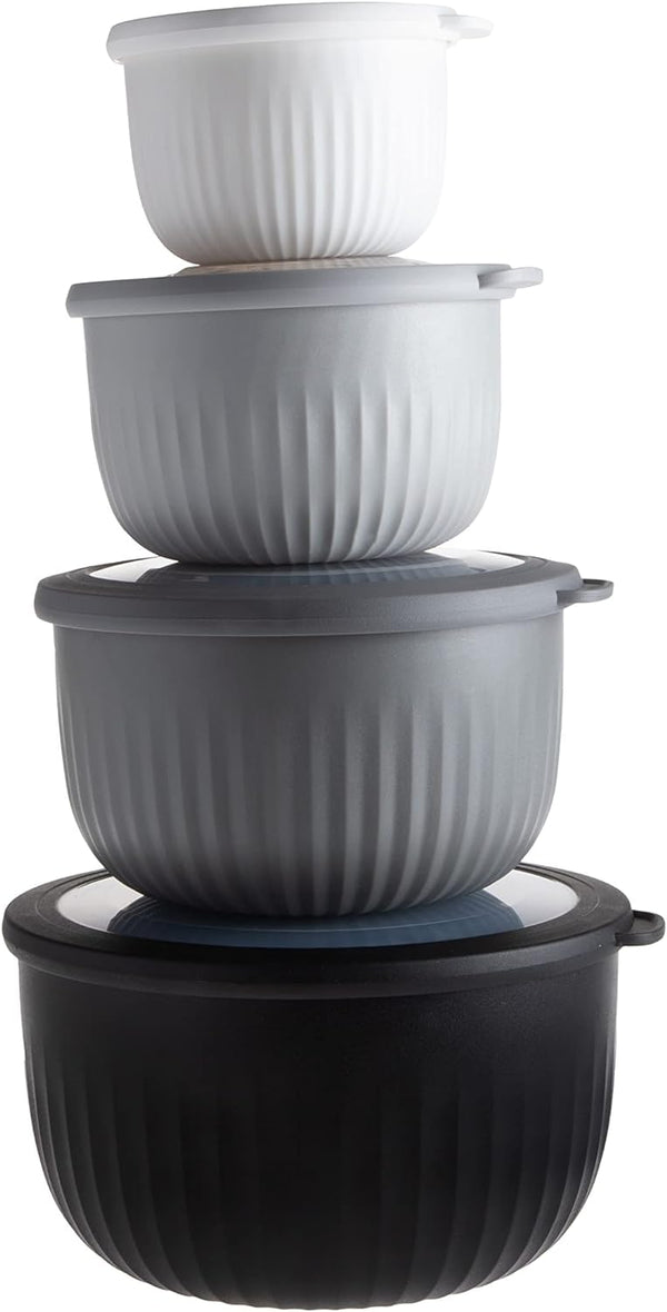 Nesting Prep Bowl Set with Lids - Small Bowls in Multiple Sizes and Blue Ombre Design