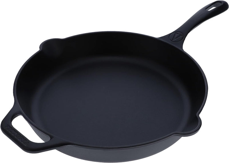 Victoria 12 Cast Iron Comal Pizza Pan - Preseasoned Long  Loop Handle Made in Colombia