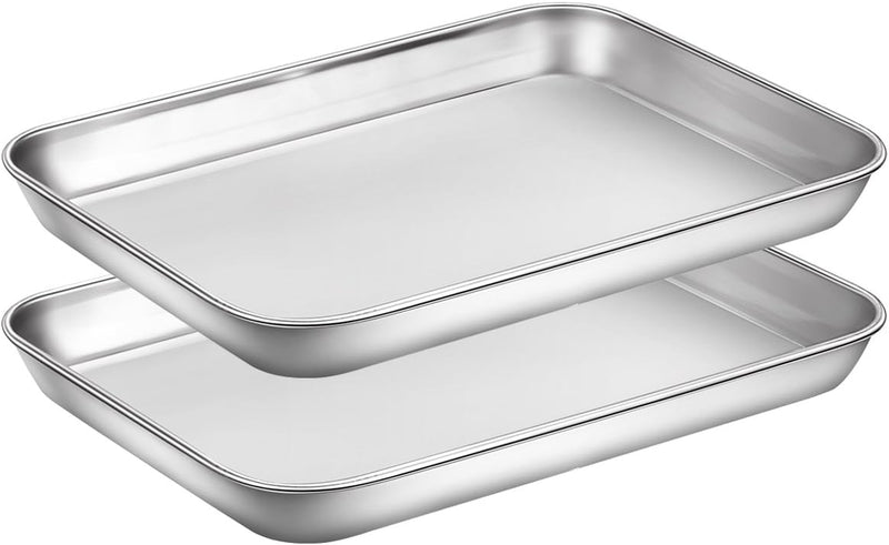 2-Piece Baking Sheet Set - Rectangle 18x13x1 Stainless Steel Non-Toxic  Easy to Clean