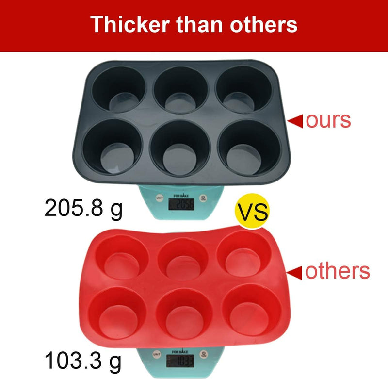 Vnray Silicone Muffin Baking Pan 2-Pack - Nonstick 12 Cup Cake Molds Grey BPA Free