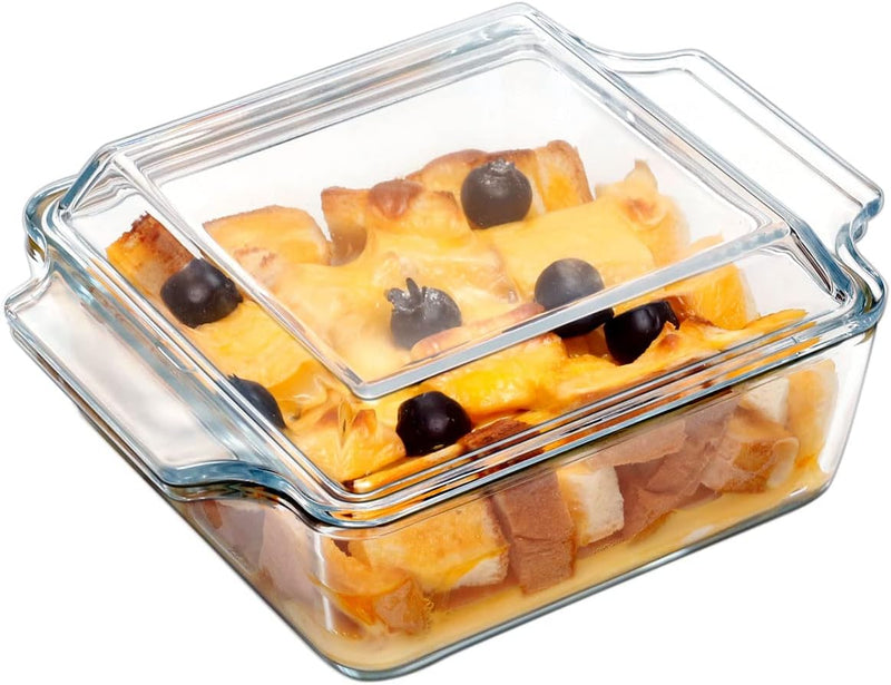 Mini Glass Casserole Dish with Lid - Single Serving Microwave Bakeware 57in x 7in