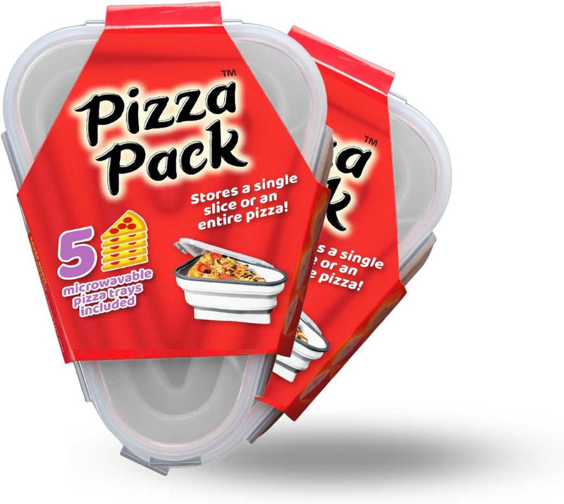 The Perfect Pizza Pack - Reusable Pizza Storage Container with 5 Microwavable Trays - BPA-Free Organizer for Space-Saving Red