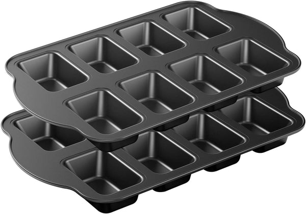 2-Pack Mini Loaf Pan Non-Stick Carbon Steel 8-Cavity Baking Bread Pan
