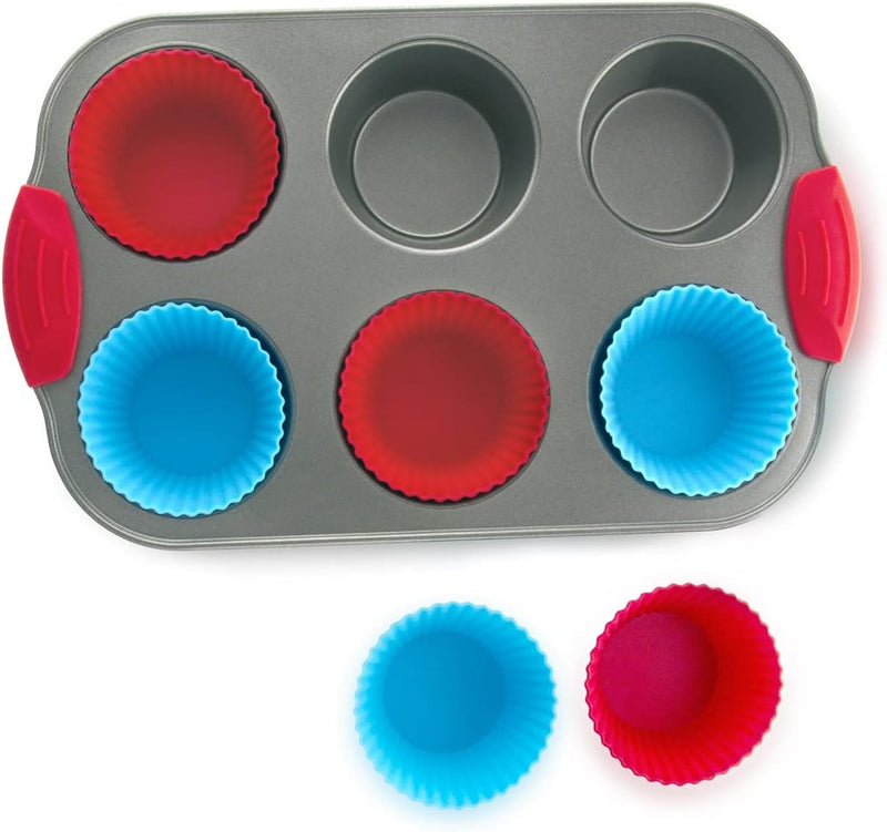 Non-Stick Silicone Muffin Pan - 12 Cups with Steel Frame - BPA Free  Non-Toxic