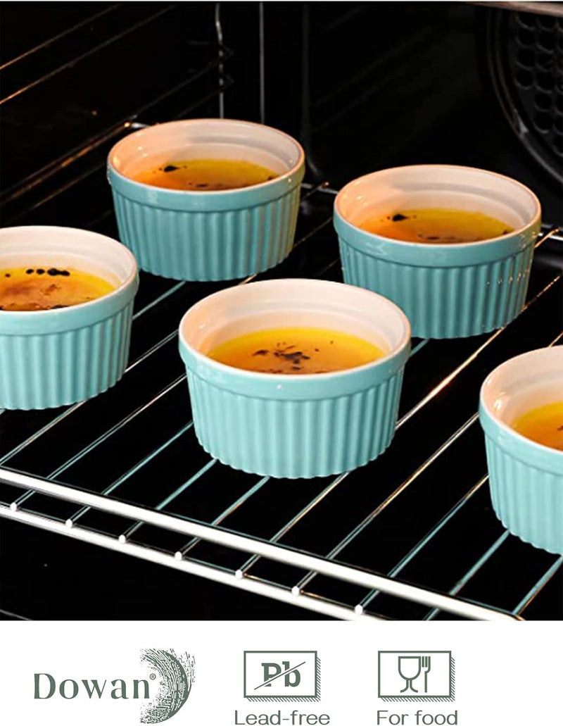 DOWAN Porcelain Ramekin Set - 4oz Baking 6 White