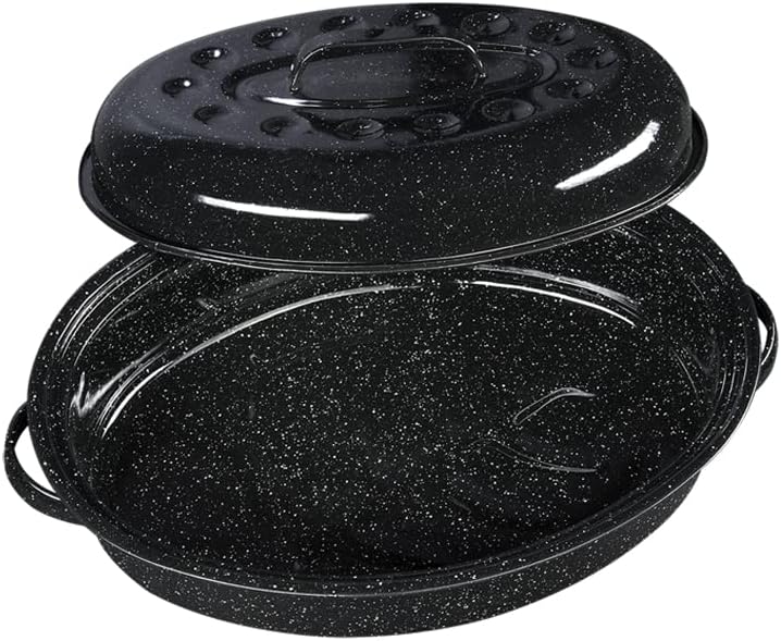 15 Oval Roaster - Black Granite Ware